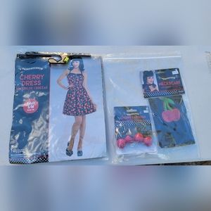 Rockabilly Cherry Dress, Earrings and Scarf